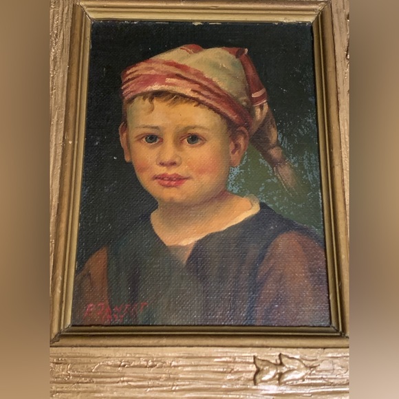 1937 Vintage Paul Janert Artist Signed Framed Oil Painting of Young Boy - Picture 9 of 16